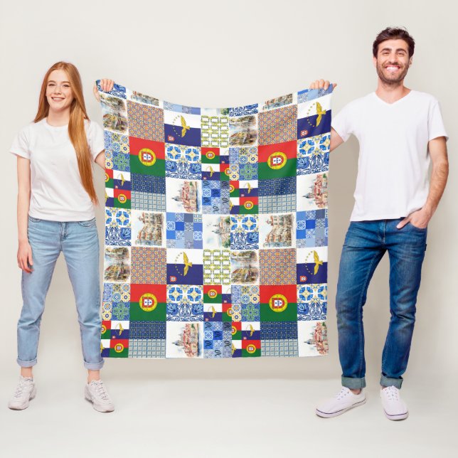 Fleece Blanket i Portugals Flagga (På plats)