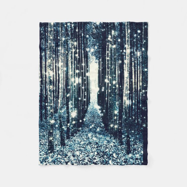 Fleece Blanket : Magic Forest Teal Grått Elegance (Framsidan)