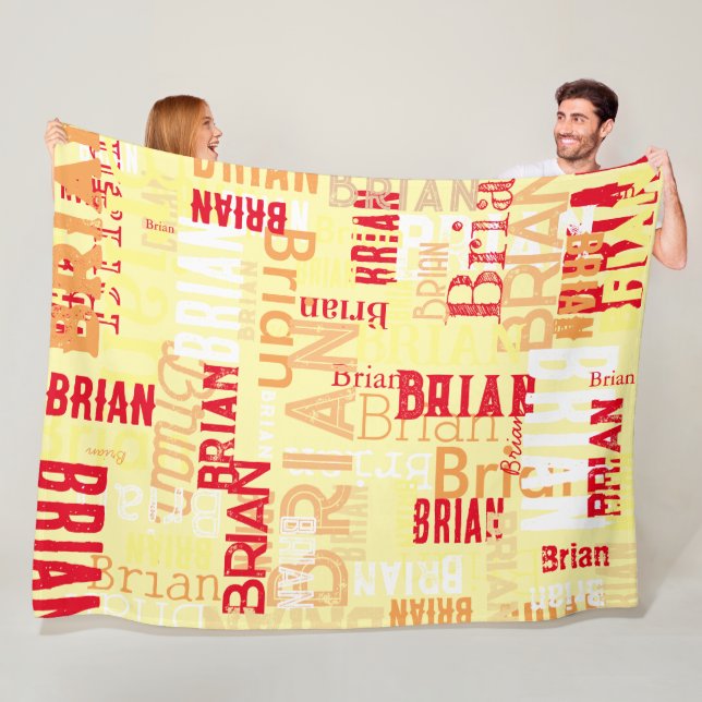 Fleece Blanket med mönster i namn. (På plats)