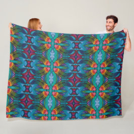 Fleece Blanket med Rainbow Koi fiskdesign