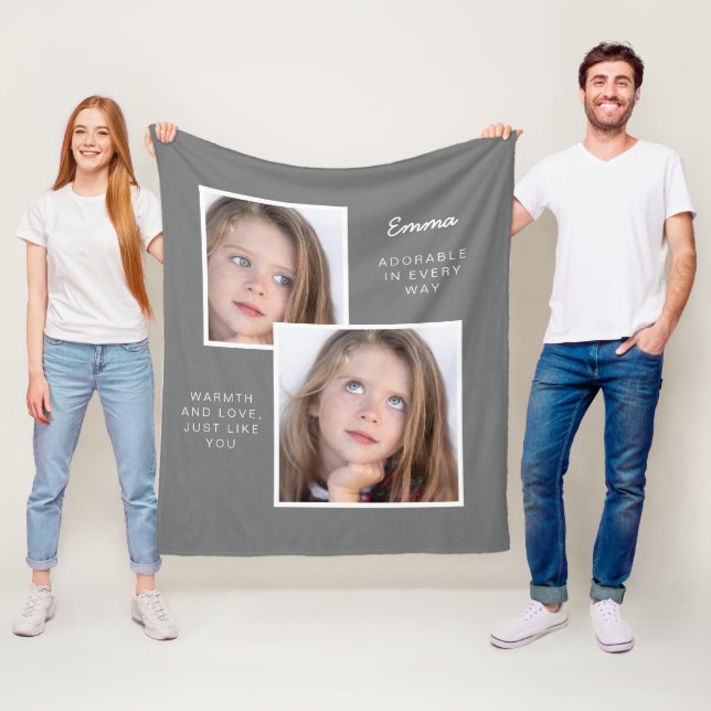 Fleece Blanket med två cute-foton (På plats)