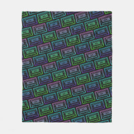 Fleece Blanket Neon Multifärgad Cassette Mönster