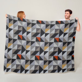 Fleece Blanket - Orange Geometric Triangles