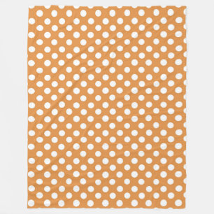 Fleece Blanket/Orange med White Polka dots
