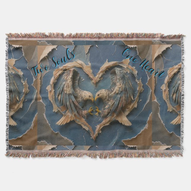 Fleece Blanket Paper Cut Eagle Two Souls One Heart Filt (Framsidan)