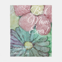 Fleece Blanket "Red & Greenish Flower" Personalize
