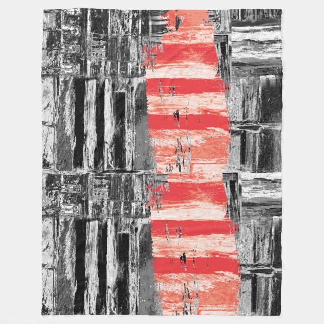 Fleece Blanket – Red Pulse Abstract Design (Framsidan)
