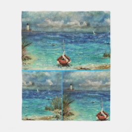 Fleece Blanket Sailships Stormy Seas ANNSLEE