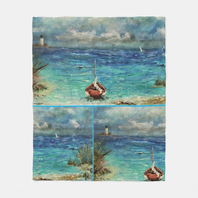 Fleece Blanket Sailships Stormy Seas ANNSLEE (Framsidan)