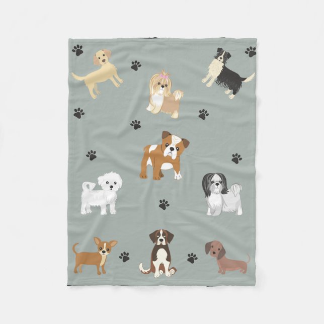 Fleece Blanket Small med Hund Illustrations (Framsidan)