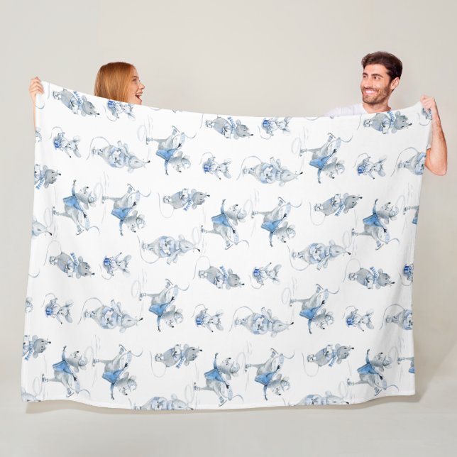 Fleece Blanket - Snow Mice Pattern (På plats)