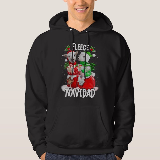 Fleece Feliz Navidad  Cute Sheep Christmas Hoodie (Framsida)
