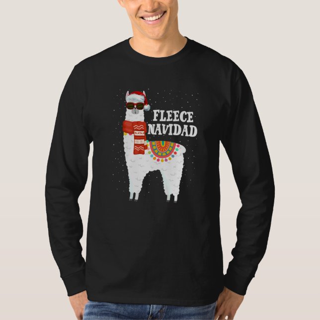 Fleece God Jul Lama Jul Pyjamas Lama T Shirt (Framsida)