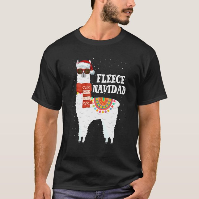 Fleece God Jul Lama Julpyjamas Llam T Shirt (Framsida)