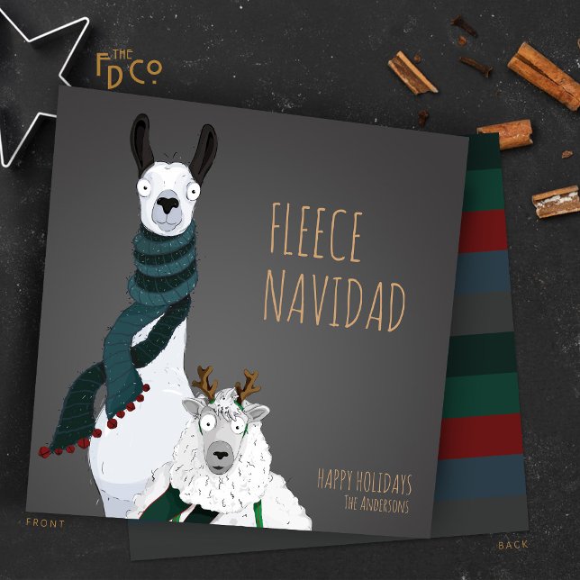“Fleece Navidad” Chic Funny Quirky Pun Julkort (Skapare uppladdad)