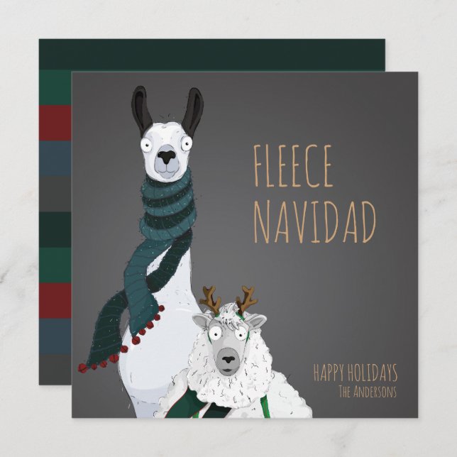 “Fleece Navidad” Chic Funny Quirky Pun Julkort (Fram/baksida)
