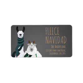 Fleece Navidad Chic Rolig Originell Llama & Får Pu Adressetikett