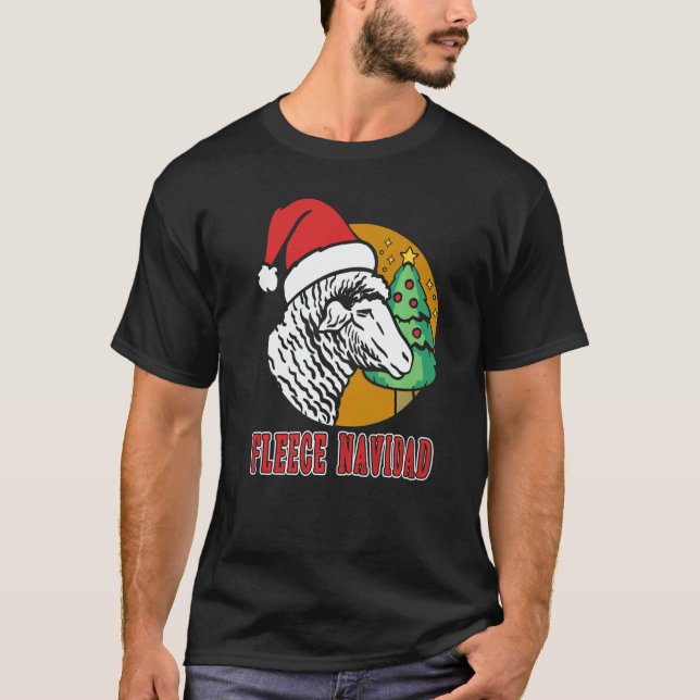 Fleece Navidad Christmas Humor Holiday Sheep Fleec T Shirt (Framsida)