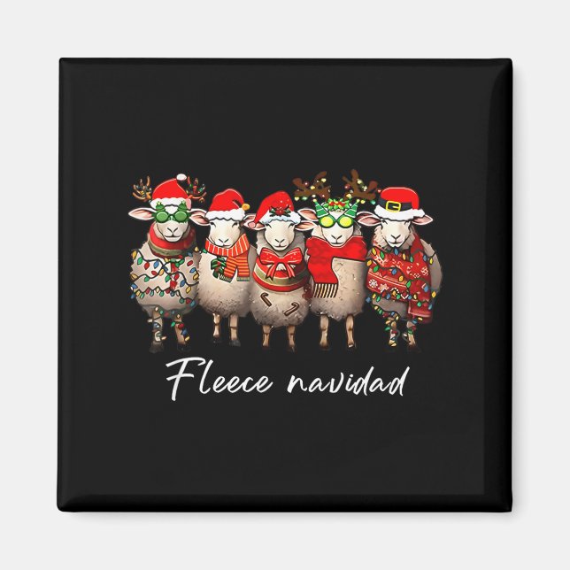 Fleece Navidad Christmas Spanish Sheep Santa Sheep Magnet (Framsidan)