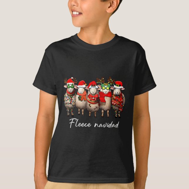 Fleece Navidad Christmas Spanish Sheep Santa Sheep T Shirt (Framsida)
