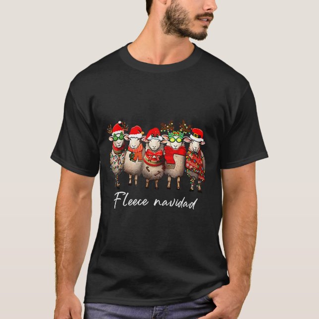 Fleece Navidad Christmas Spanish Sheep Santa Sheep T Shirt (Framsida)