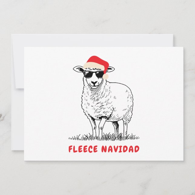 Fleece Navidad Får i Solglasögon Julkort (Framsida)