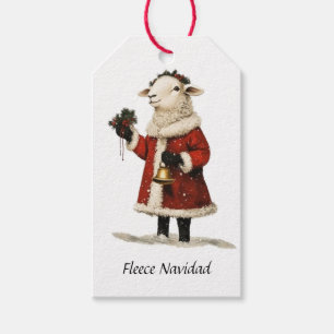 Fleece Navidad Får Lamm Jul Tomte Presentetikett
