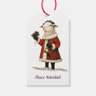 Fleece Navidad Får Lamm Jul Tomte Presentetikett