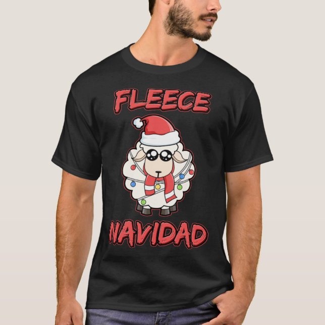 Fleece Navidad Feliz Navidad Sheep Wool Christmas T Shirt (Framsida)