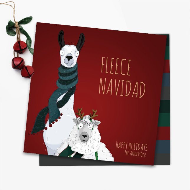 “Fleece Navidad” Festiv Rolig Chic Punny Julkort (Skapare uppladdad)