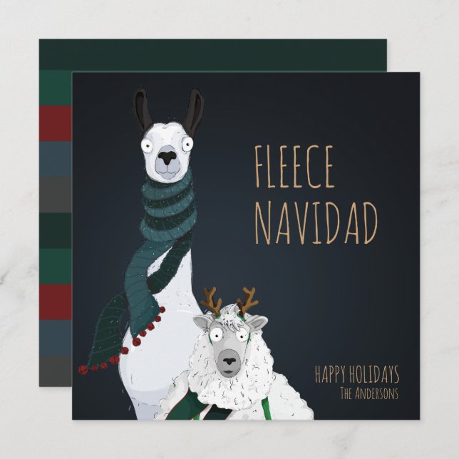 “Fleece Navidad” Festive Funny Chic Punny Julkort (Fram/baksida)