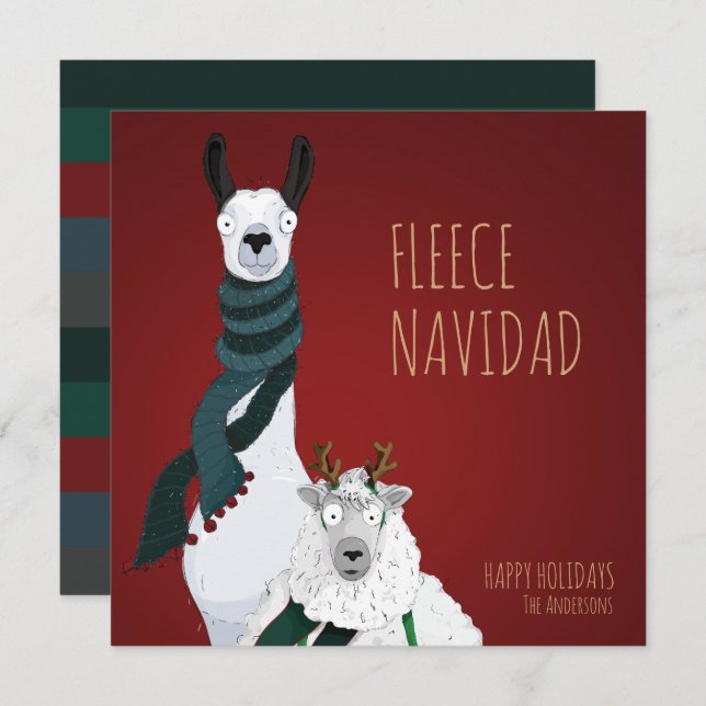 “Fleece Navidad” Festivt Roligt Snyggt Snällt Ords Julkort (Fram/baksida)