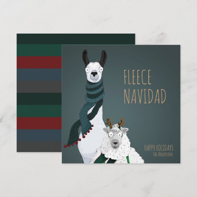 “Fleece Navidad” Funny Chic Quirky Punny Julkort (Fram/baksida)