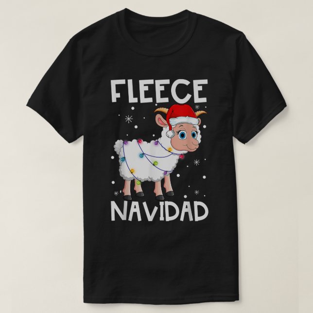 Fleece Navidad Funny Christmas Sheep Feliz Xmas Li T Shirt (Design framsida)