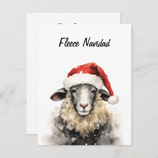 Fleece Navidad Julkort Platt Kort (Fram/baksida)