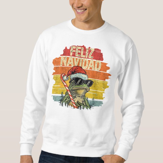 Fleece Navidad Rolig Santa Groda Tröja Herr Lång Ärmad Tröja (Framsida)