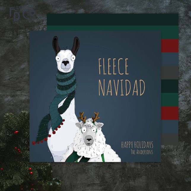“Fleece Navidad” Roligt Chic Elegant Puns Julkort (Skapare uppladdad)