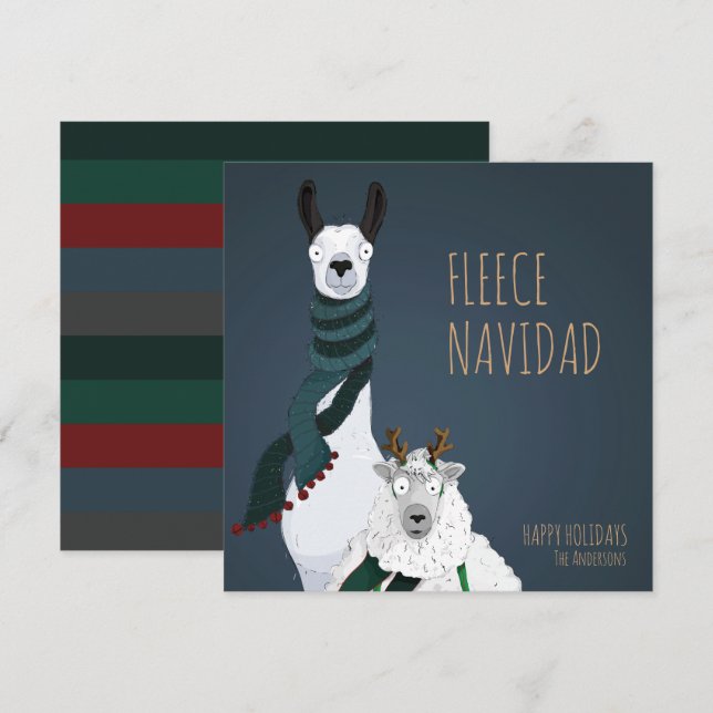 “Fleece Navidad” Roligt Chic Elegant Puns Julkort (Fram/baksida)