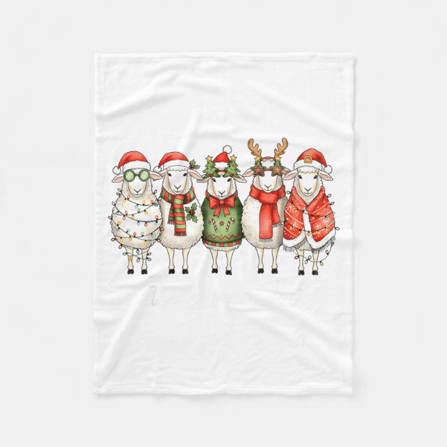 Fleece Navidad Sheep Christmas Lights Dinner Famil (Framsidan)