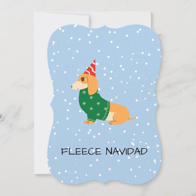 Fleece Navidad – Söt Sausage Hund Julkort (Framsida)