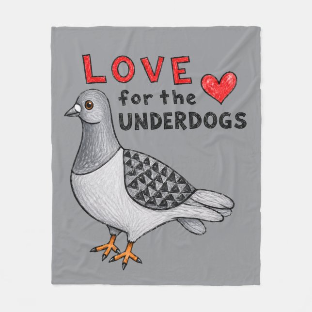 Fleecedecke "Love For The Underdogs" mit Taube Fleecefilt (Framsidan)