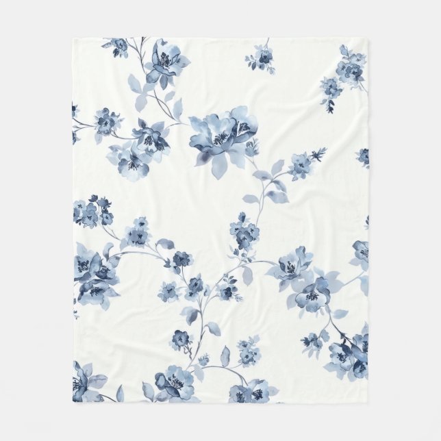 Fleecedecke mit blauem Blumem-Print Fleecefilt (Framsidan)