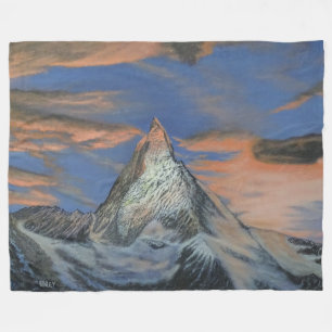 Fleecefilt - "Matterhorn vid solnedgång"