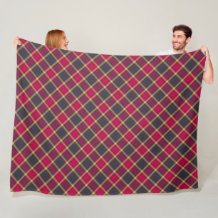 Fleecefilt - Röd och gul skotsk tartan 2