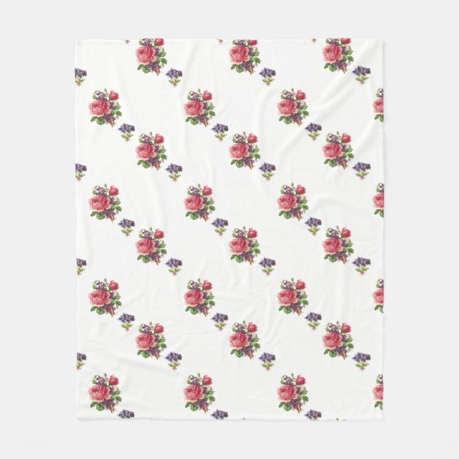 Fleecefilt Rosa rosor och violer Mönster (Framsidan)