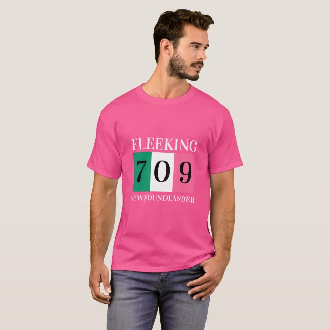 Fleeking Newfoundlander Newfoundland 709 T-Shirt (Hel framsida)