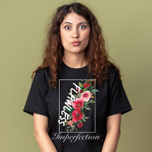 Fleglös defekt vattenfärg rosa blommor t shirt