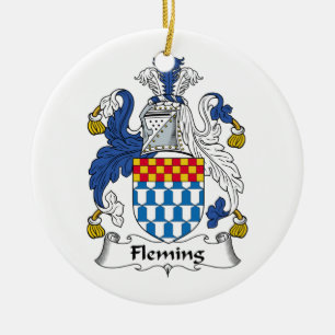 Fleming familjvapensköld julgransprydnad keramik
