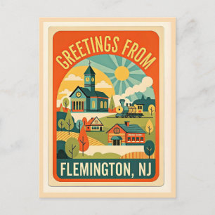 Flemington NJ Hunterdon County Retrograd Vykort
