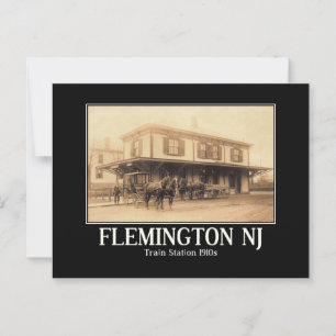 Flemington NJ Tåg Station 1910-talet Vykort